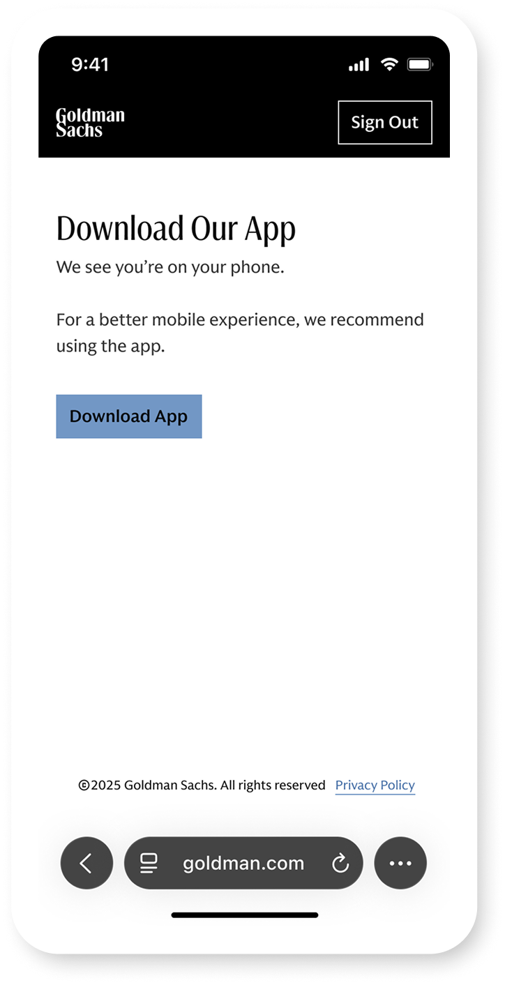 First Time Setup phone interface